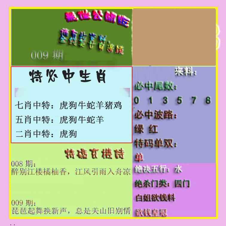 009期波肖门尾最佳公开版[图]