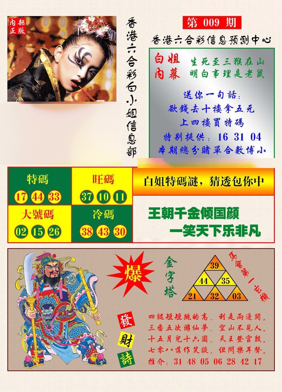 009期港彩内幕报[图]