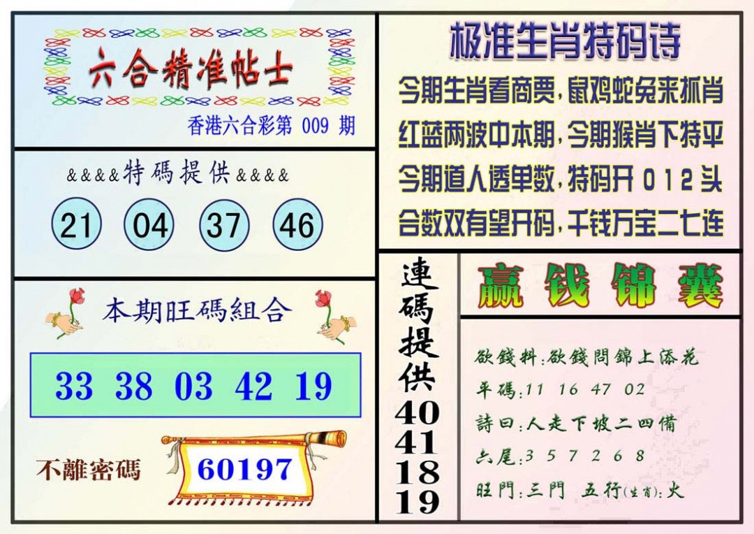 009期精准贴士[图]