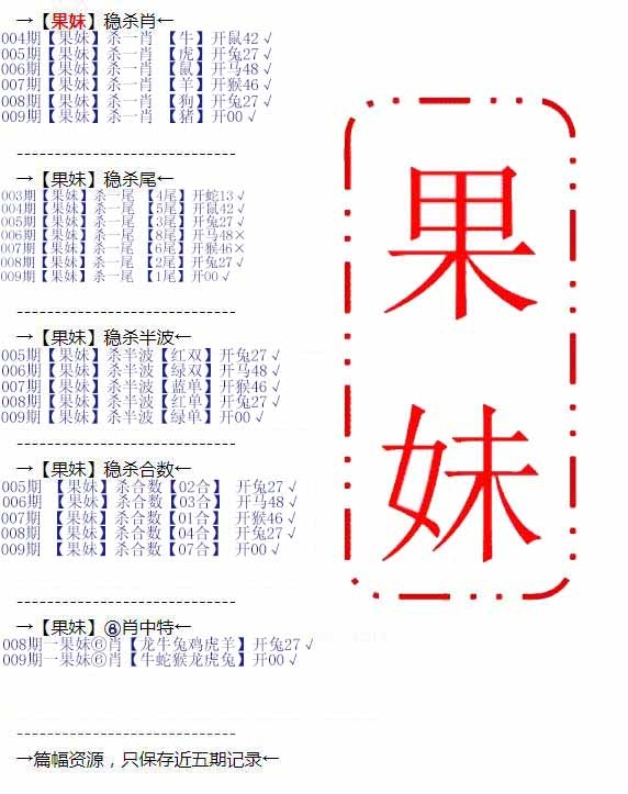 009期果妹心水[图]